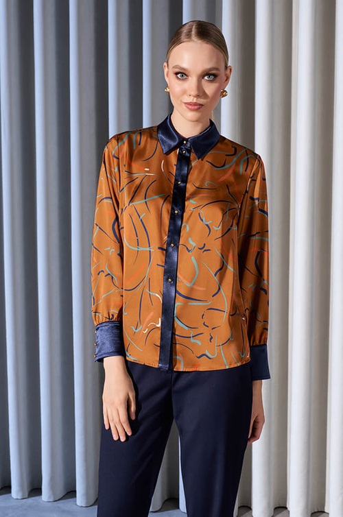 22927 Блузка женская (горчичный принт)