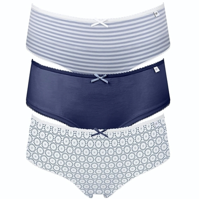 Набор из 3 сине-белых трусиков-шортиков Alice (Размер: M) (Цвет: синий с белым)