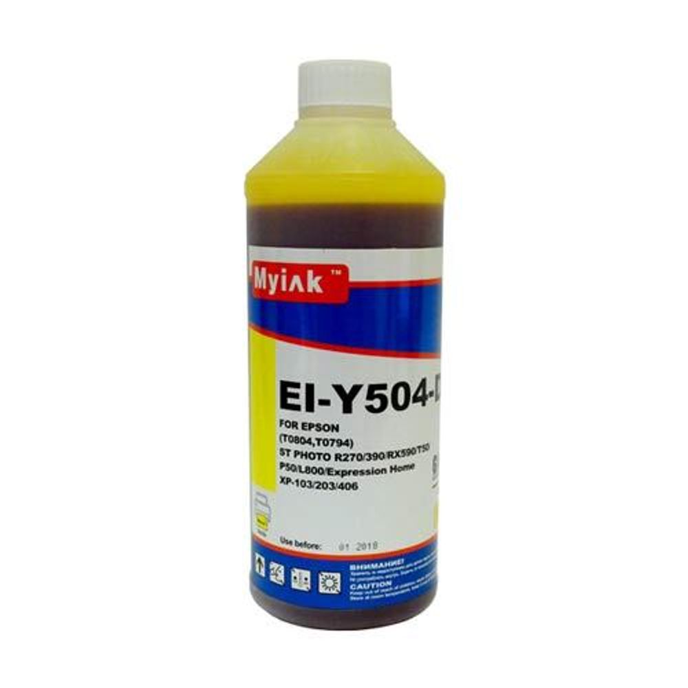 Чернила для EPSON (T0814/T0824/T0804) St Photo T10/T50/P50/R200/R270/RX590 (1л, yellow Dye) EI-Y504-D Gloria™ MyInk