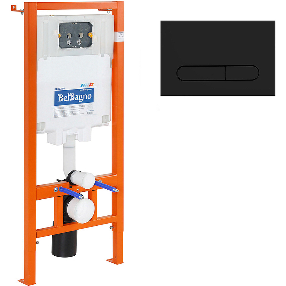 Инсталляция BelBagno BB002-80/BB007-PR-NERO.M с Черной матовой клавишей смыва