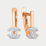 Серьги женские с фианитами из розового золота 585 пробы (арт. 1204648)
