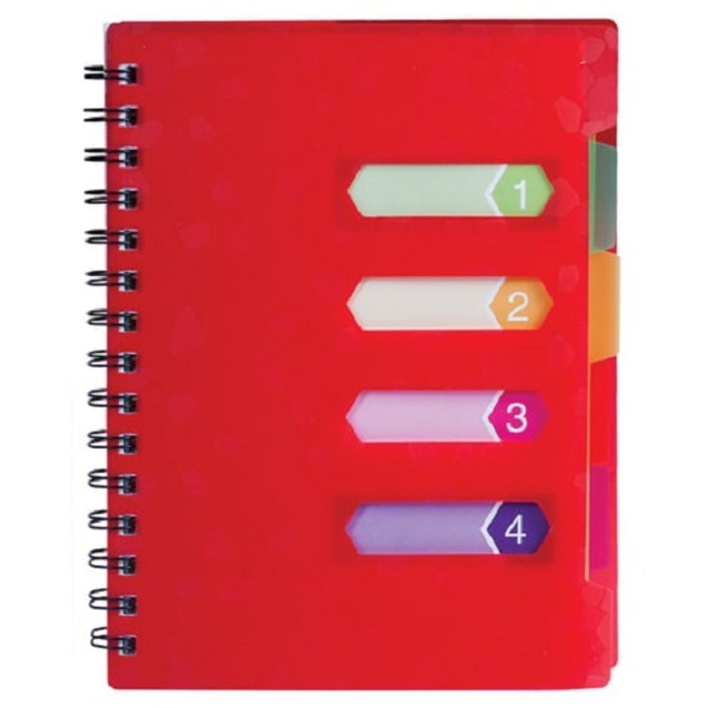 Тетрадь-блокнот 120л, А5, линия, Brauberg Rich, гребень, обложка пластик, 4 раздел., ассорти, 1шт