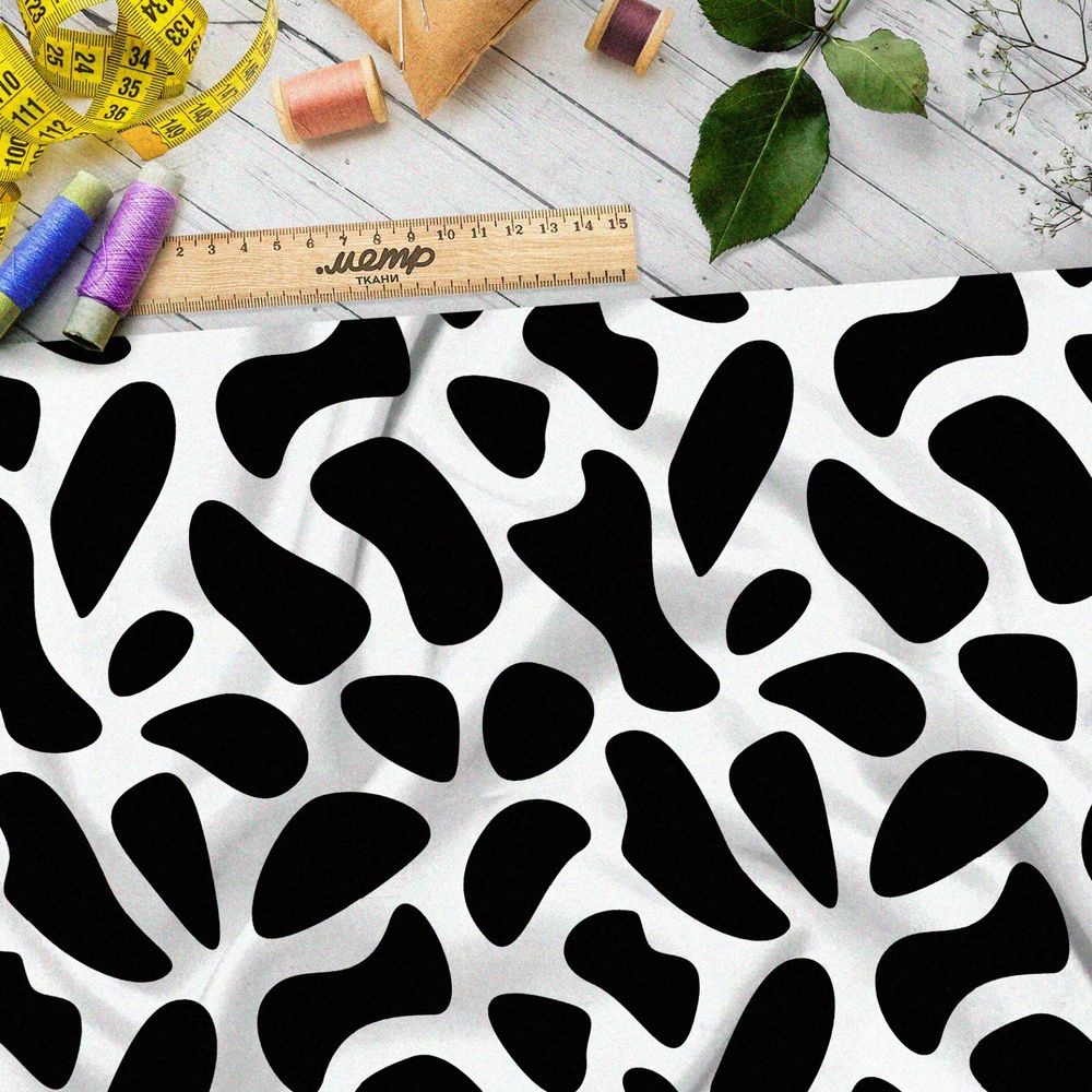 Ткань таффета коровий принт