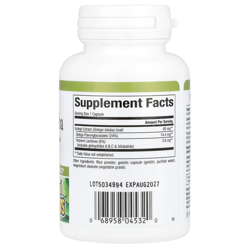 Natural Factors, HerbalFactors®, гинкго билоба, 60 капсул