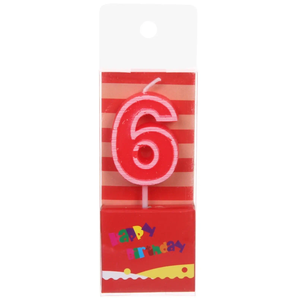 Свеча для торта Цифра Яркий праздник «6» 7,5 см