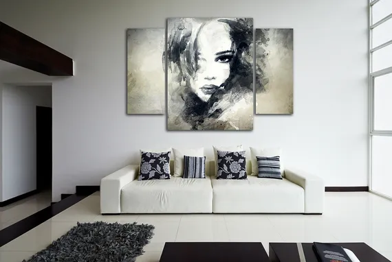 Модульная картина "Абстрактный портрет девушки"