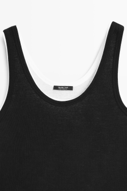Massimo Dutti Двуслойный топ из 100% хлопка в рубчик, черный