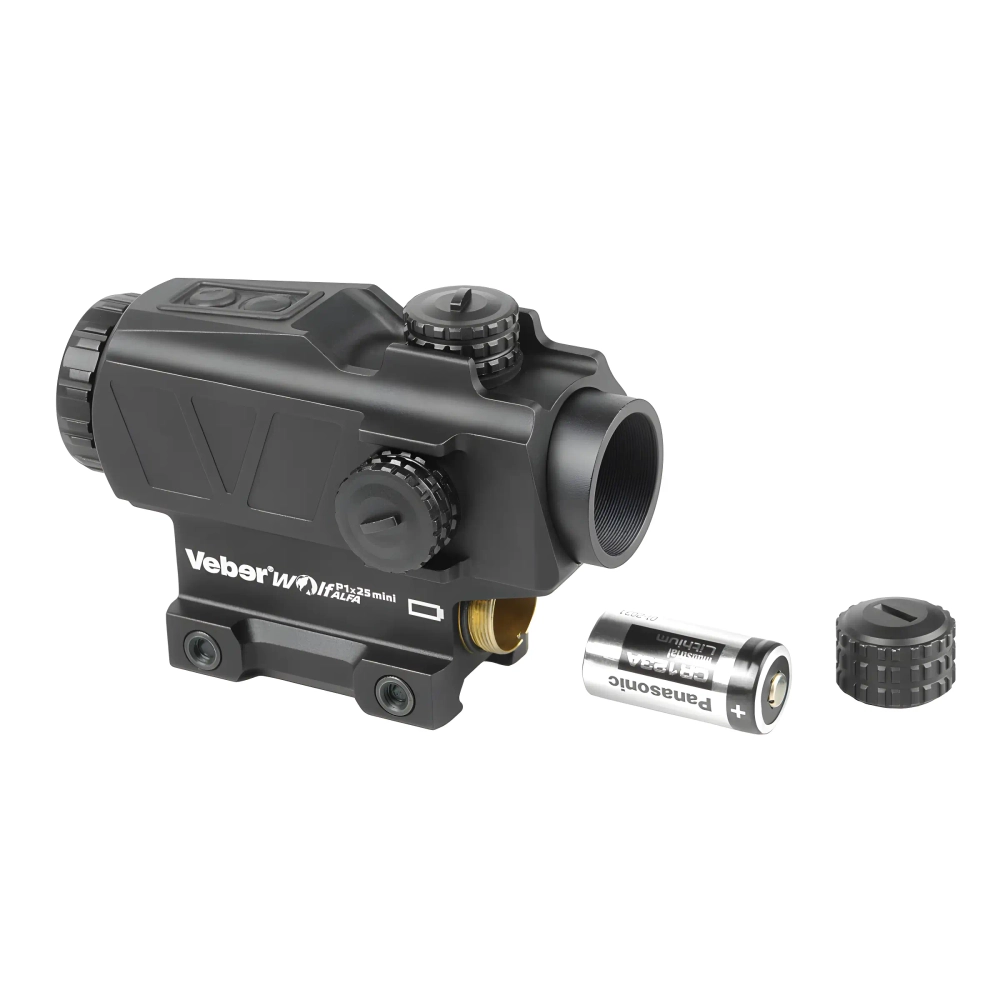 Прицел призматический Veber Wolf Alfa P1X25 mini с батареей и крышкой