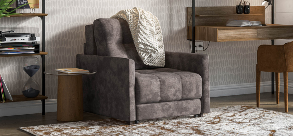 Босс Лофт кресло-кровать Велюр Алькантара серый