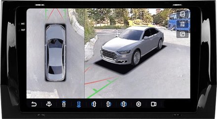 Магнитола для Skoda Kodiaq, Karoq (рамка 9) - FarCar BX9-360-8184-9 монитор 9.5" 2K QLED на Android 13, 6Гб+128Гб, CarPlay, 4G SIM-слот, 4 камеры в комплекте