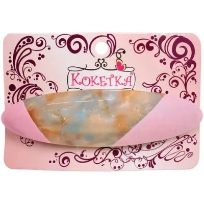 Заколка - автомат «ЭКЛЕР», форма овал, тайра, микс 5 цветов, 9*2,7см (блистер Кокетка)