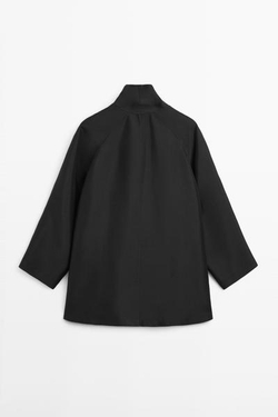 Massimo Dutti Драпированная накидка с пуговицами и оборками, черный