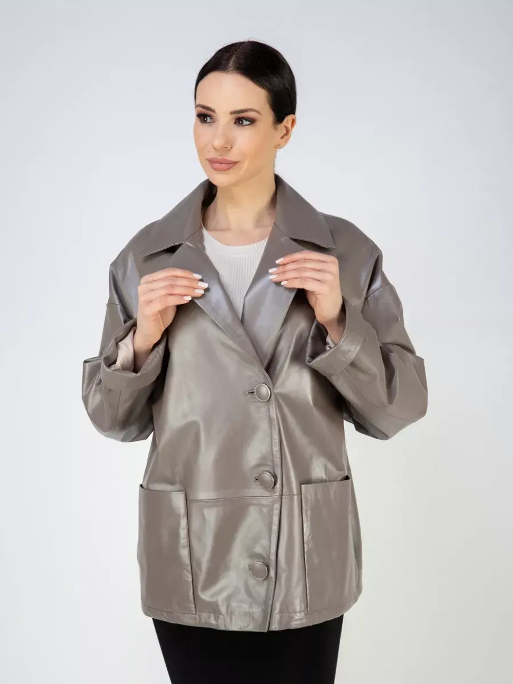 Кожаная куртка демисезонная оверсайз пиджак