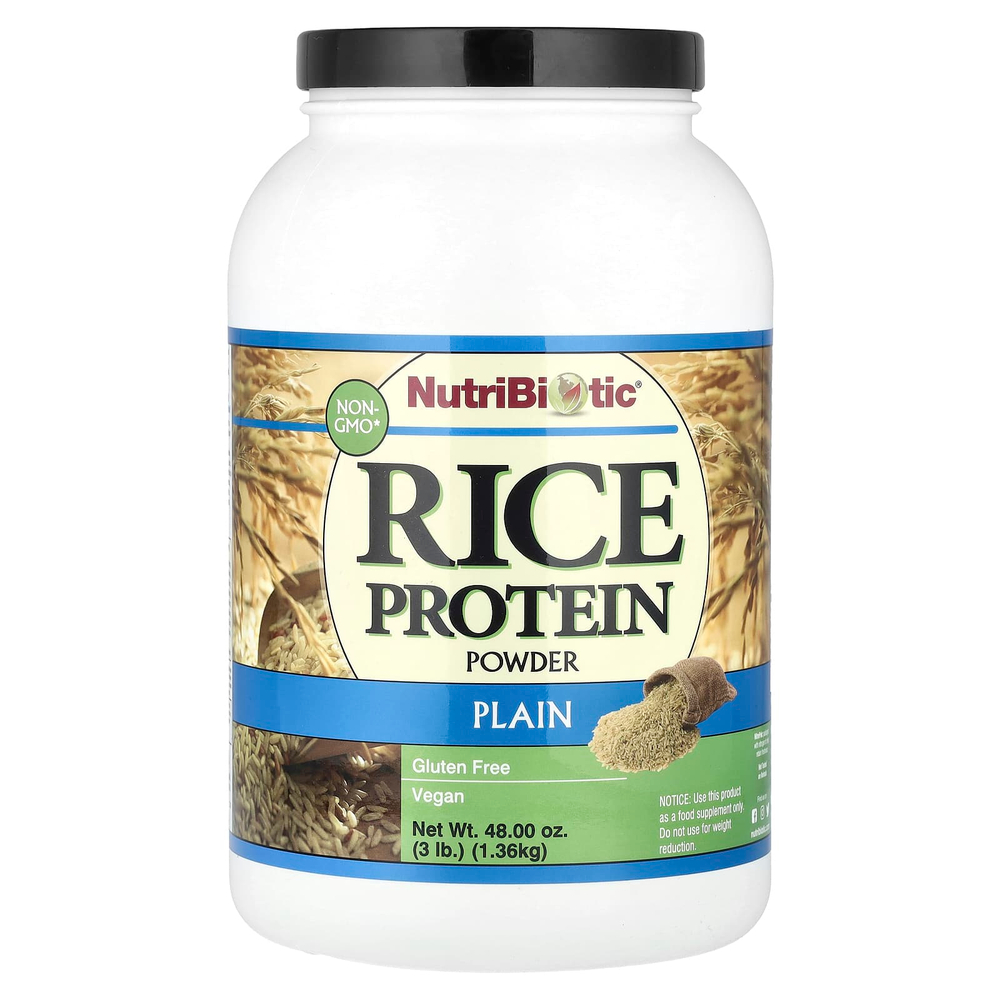 NutriBiotic, Необработанный рисовый протеин, простой, 1,36 кг (3 фунта)
