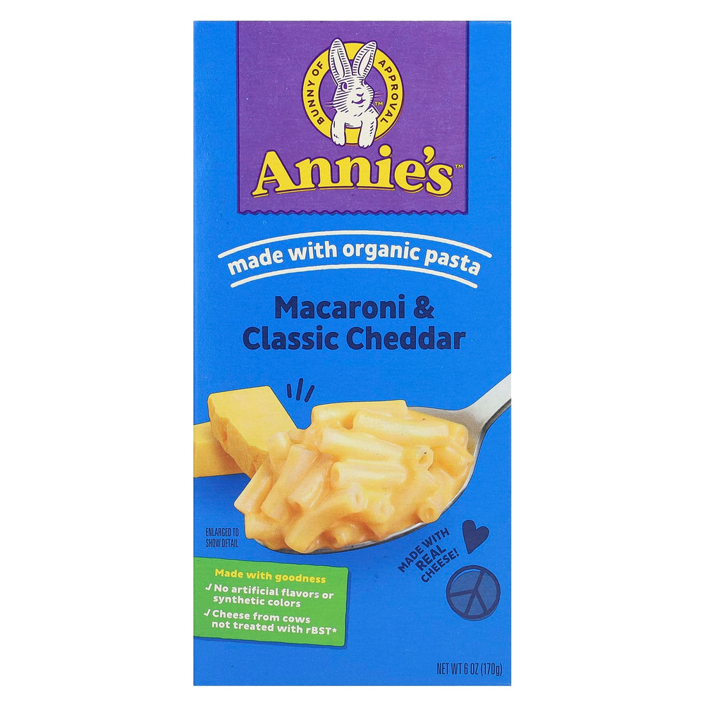 Annie's Homegrown, макароны с классическим сыром чеддер, 170 г (6 унций)