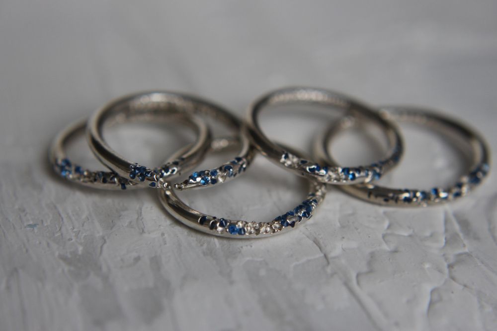 Кольцо вплавленные, синие