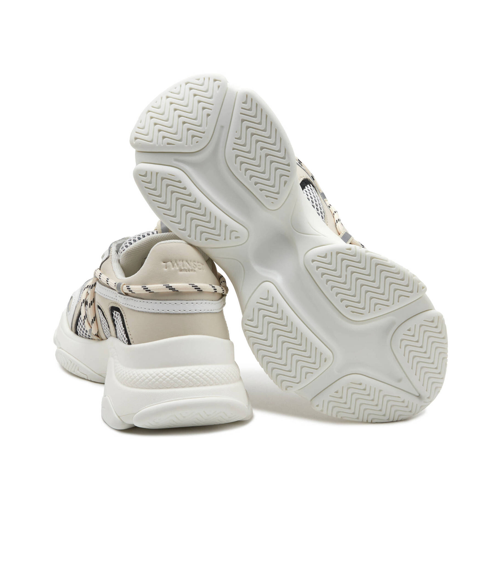 Кожаные кроссовки TWINSET - бежевый(241TCP092)