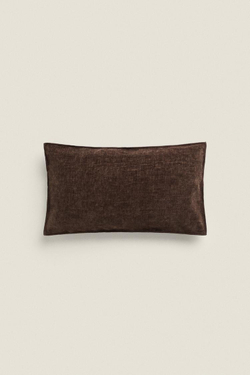 ZARA HOME ЧЕХОЛ ДЛЯ ДЕКОРАТИВНОЙ ПОДУШКИ С ВЫШИВКОЙ ИЗ СИНЕЛИ, КОРИЧНЕВЫЙ
