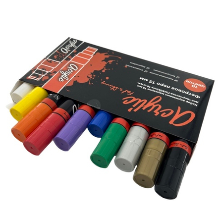 Набор акриловых маркеров 15 мм Fat&skinny (10 шт)