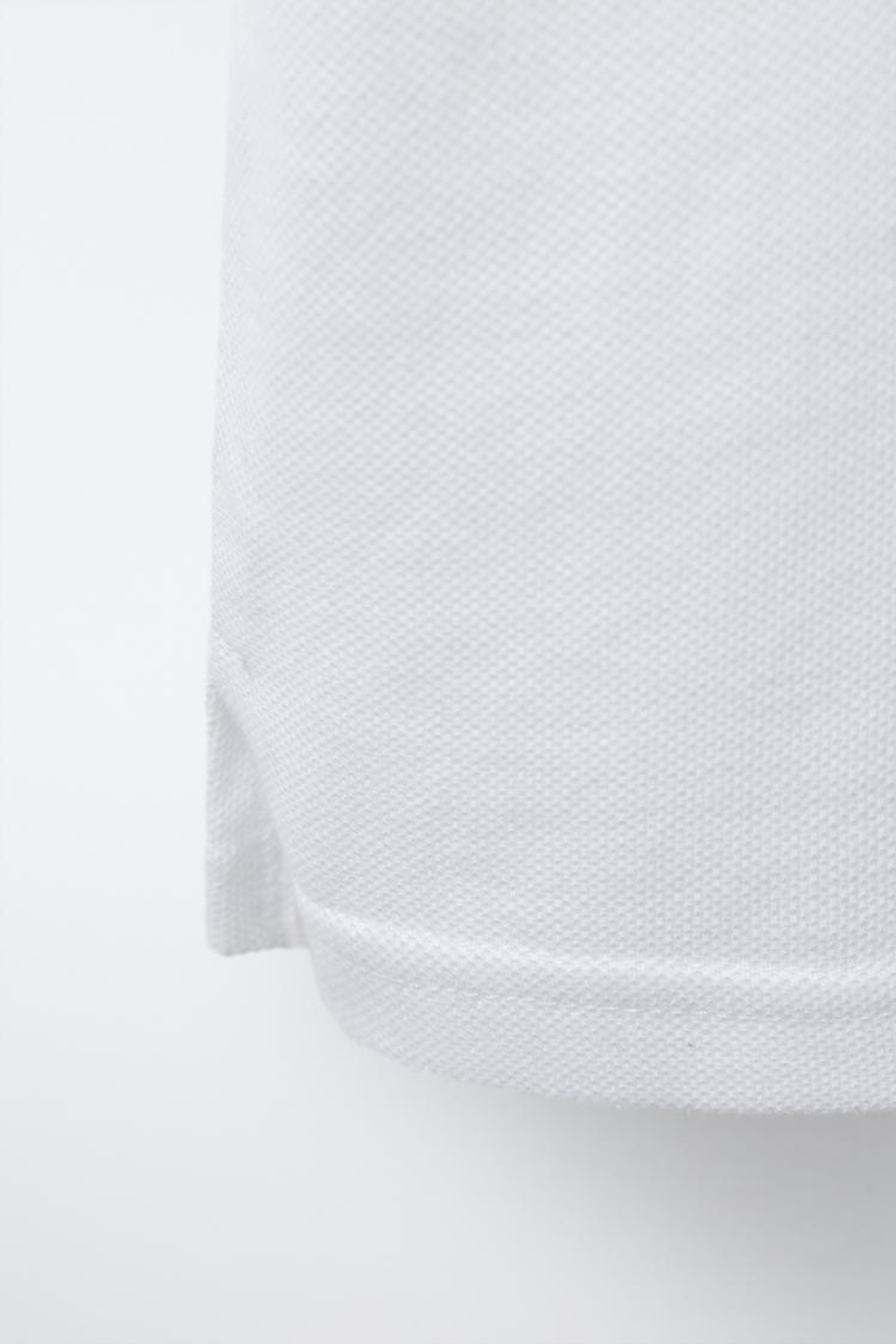 ZARA ПОЛО С ВОРОТНИКОМ-СТОЙКОЙ, БЕЛЫЙ