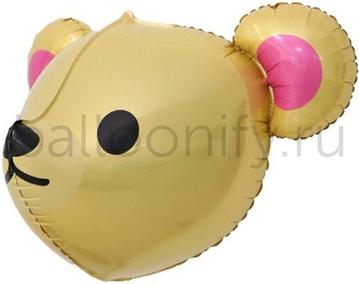 Шар (23''/58 см) Фигура, 3D Голова, Милый медведь, Коричневый, 1 шт.