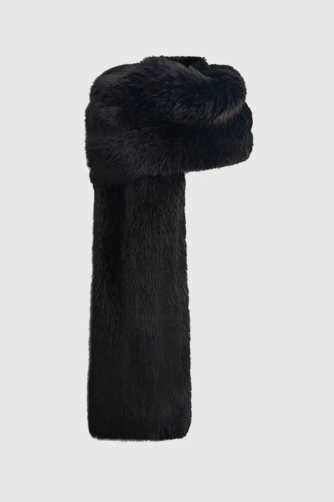 Шарф из экомеха темно-коричневый