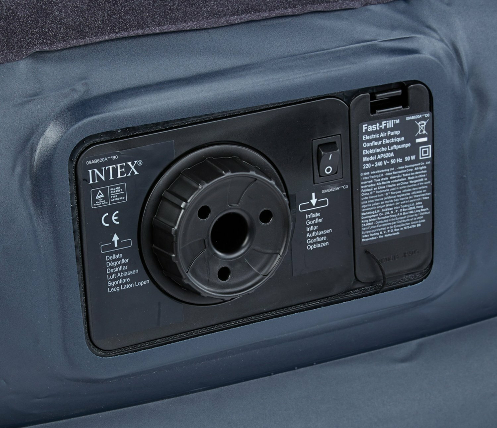 INTEX Кровать надувная флок Твин, 99х191х42см, с высоким подголовником, встр.электронасос, 64122NP