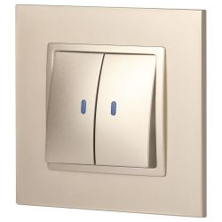 Выключатель ЭРА Elegance 14-1105-04 двойной с подсветкой 10АХ-250В IP20 шампань