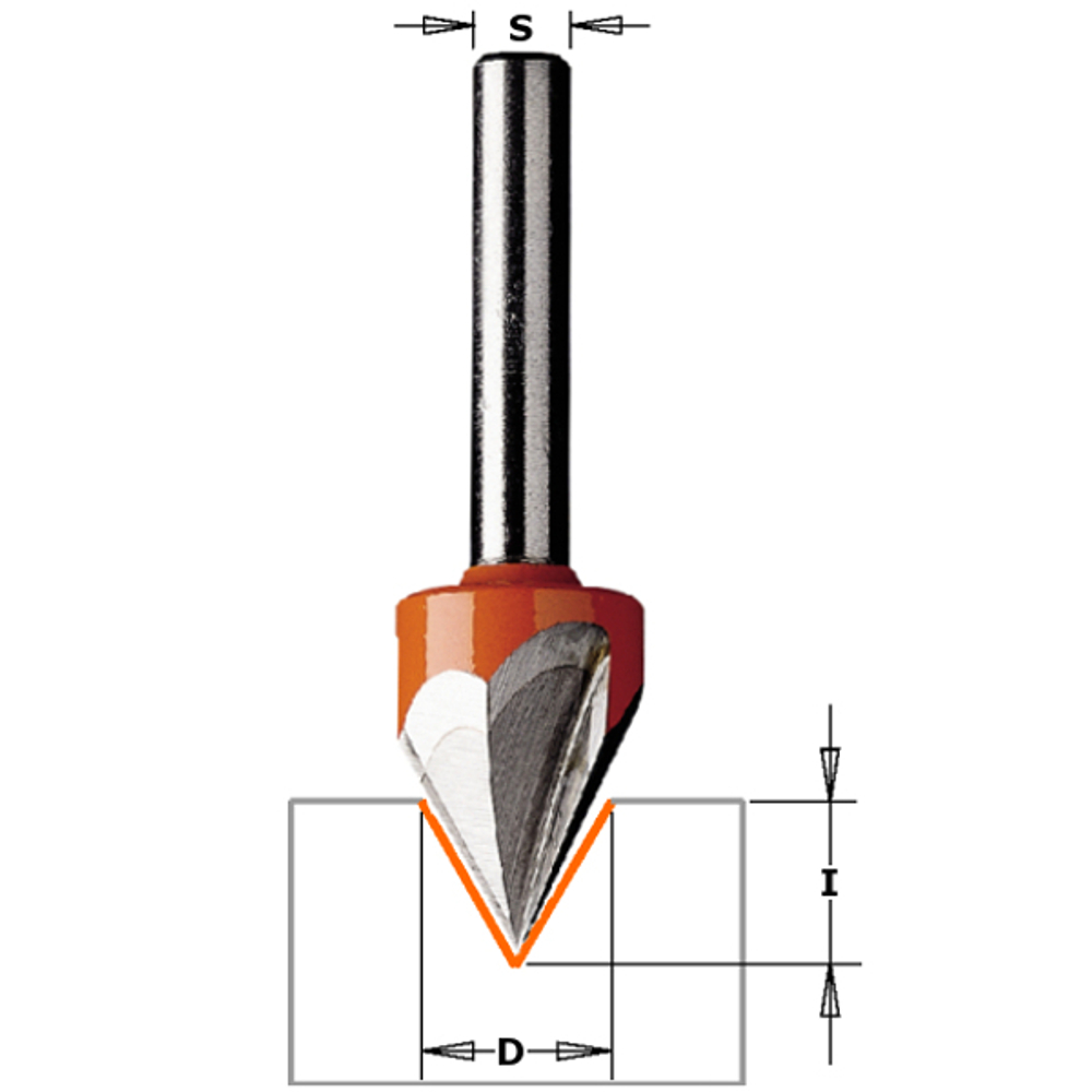 Фреза пазовая с углом 60 град. Z3 S=8 D=12,7x11 958.001.11