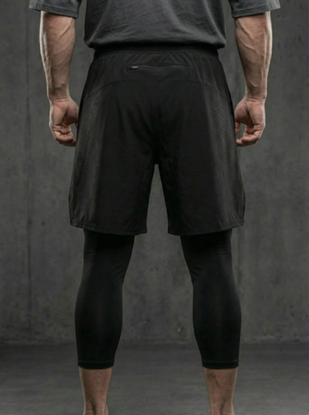 Шорты тренировочные двойные LEGENDA Gym Tigh черные