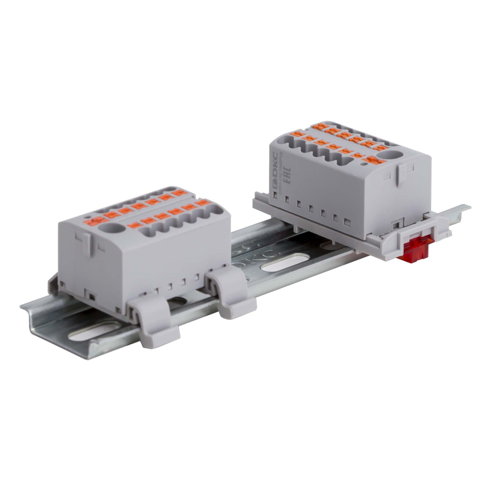 Блок распределительный, зажим push-in, 6 точек подключения 2,5 кв.мм, серый