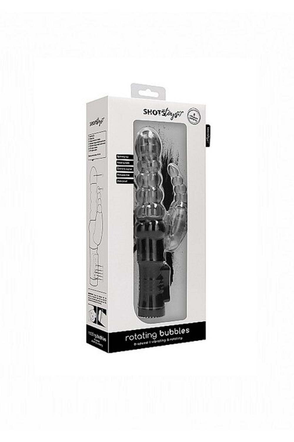 Вибратор с рельефом в виде пузырьков и стимулятором клитора Rotating Bubbles, черный (Цвет: черный)