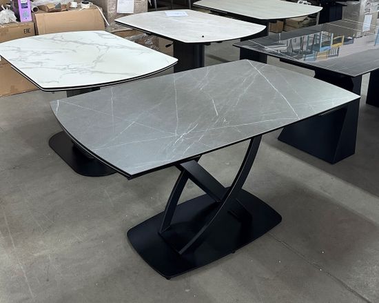 Стол FOGGIA 140 KL-136 Серый мрамор матовый, итальянская керамика/черный каркас