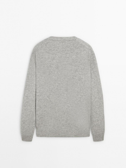 Massimo Dutti Свитер из смесовой шерсти с круглым вырезом, серый меланж