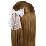 Заколка для волос 16х14 см, баретте с бантом и бусинами, белый, MONTE VITA, 457120