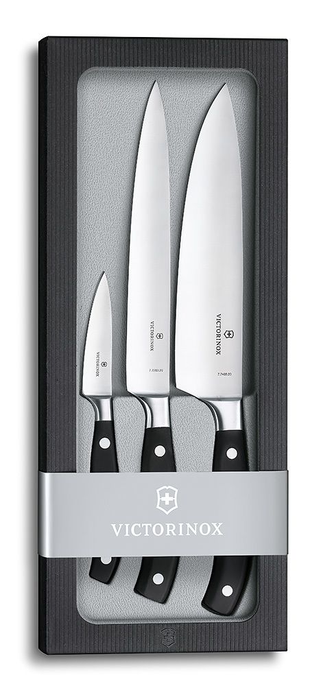 Набор Victorinox кухонный, 3 предмета, лезвие прямое, черный (подарочная упаковка)