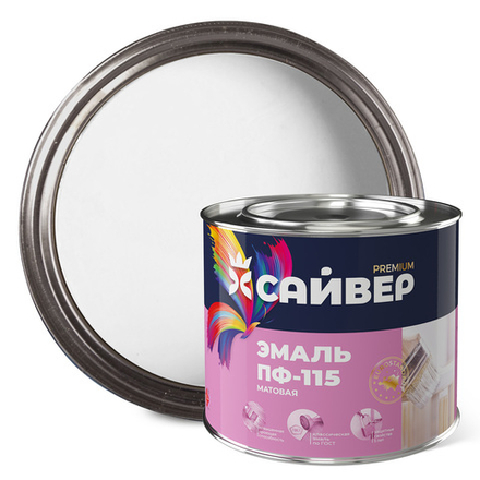 САЙВЕР  Эмаль ПФ-115 Белая матовая 1,8кг ГОСТ 6465-76