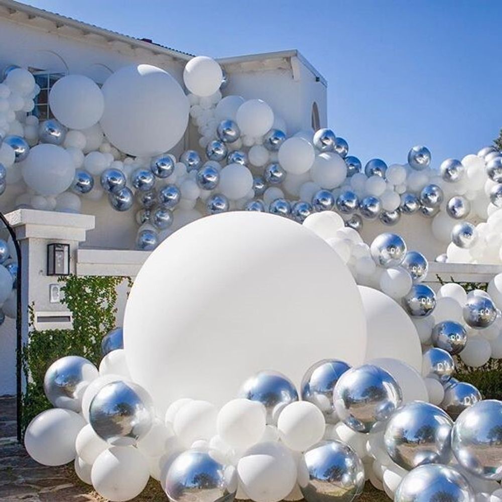 Шар 3D (18''/46 см) Сфера, Серебро, 1 шт.