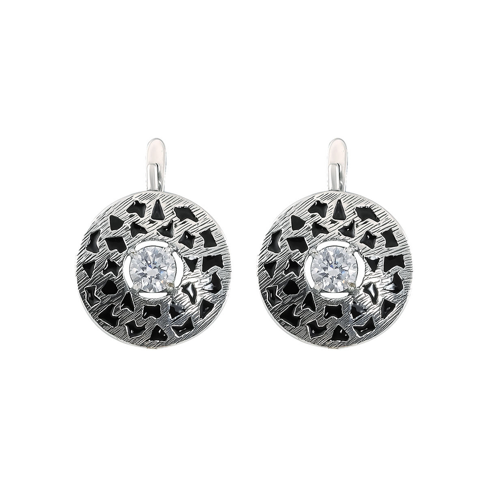 "Санда" cерьги в серебряном покрытии из коллекции "Дикие кошки" с английским замком