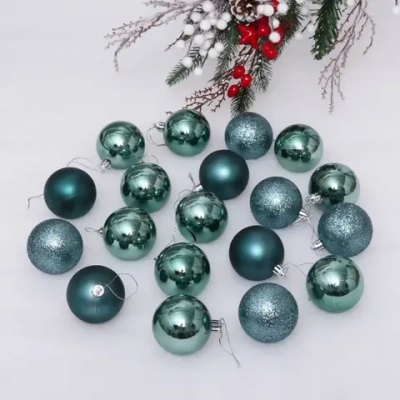 Новогодние шары 6 см (набор 24 шт) «Микс фактур», темный нефрит