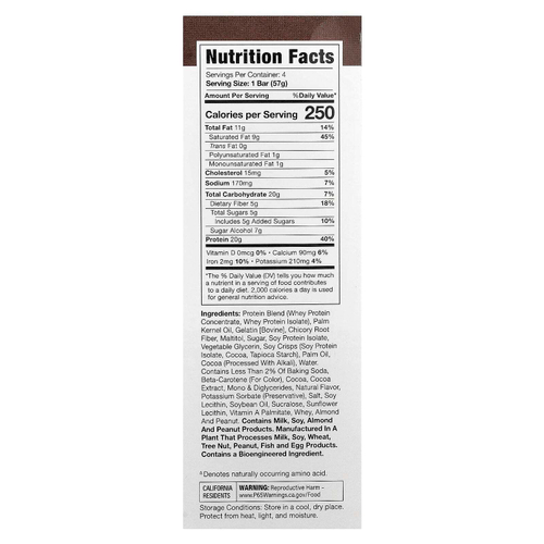 MusclePharm, Протеиновый батончик Combat Ready ™, шоколадный торт, 4 батончика, 57 г (2,01 унции)