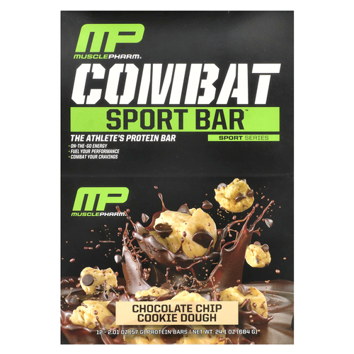 MusclePharm, Combat Sport, тесто для шоколадного печенья, 12 батончиков, 57 г (2,01 унции)