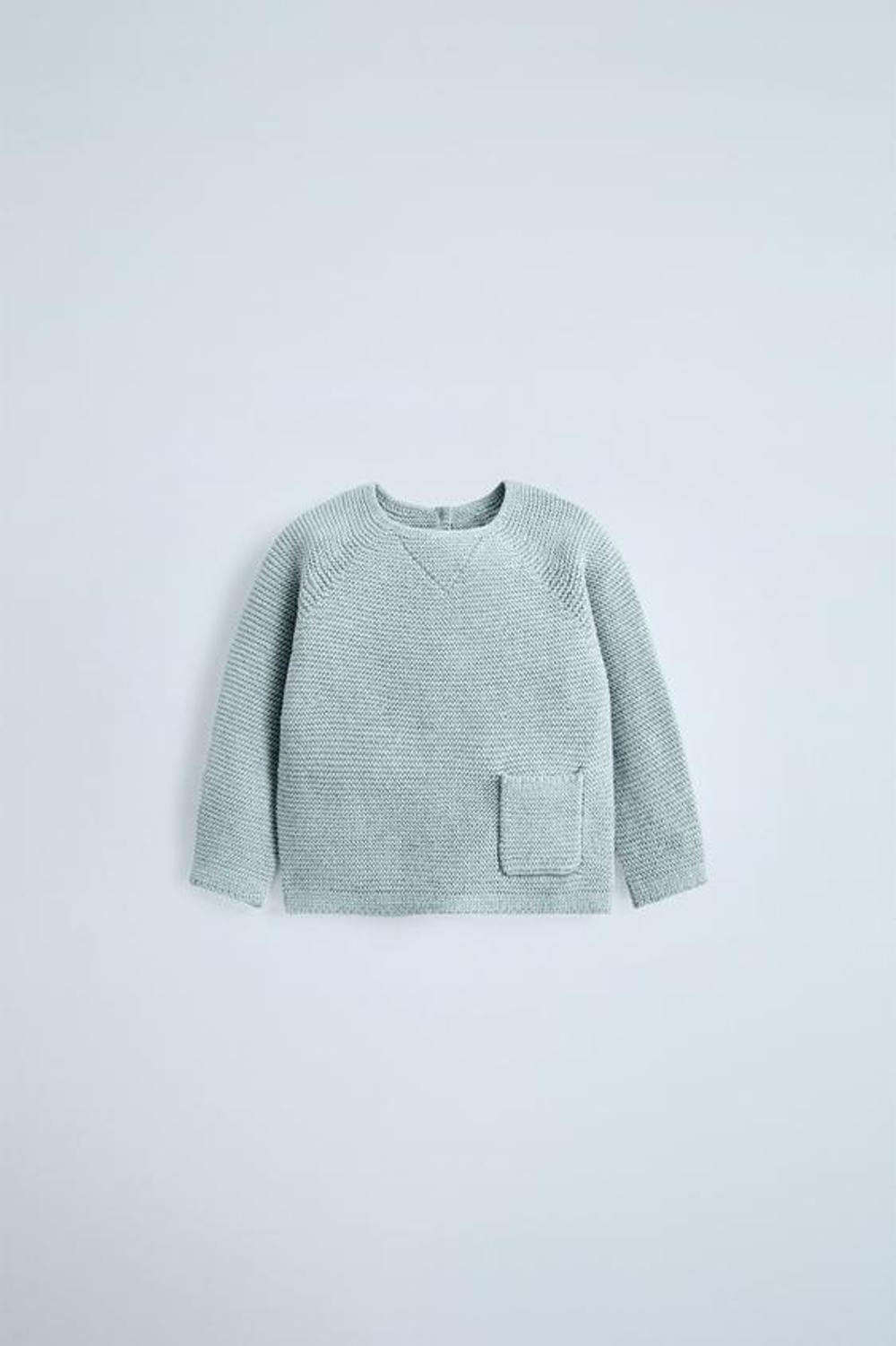 ZARA СВИТЕР С КАРМАНОМ, ГОЛУБОЙ