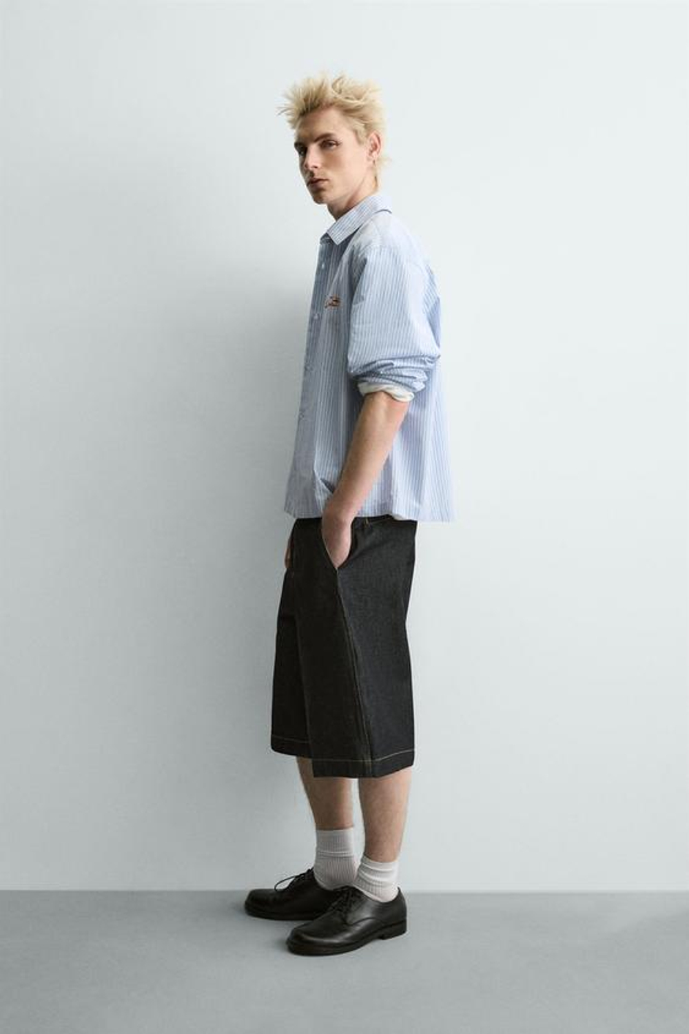 ZARA ШОРТЫ ИЗ ДЕНИМА RELAXED FIT, СИНИЙ