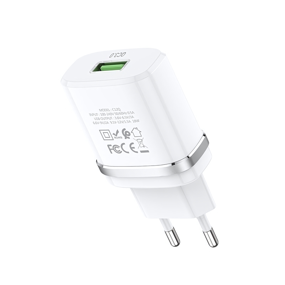 Зарядное устройство HOCO C12Q 18W QC3.0 3A USB White
