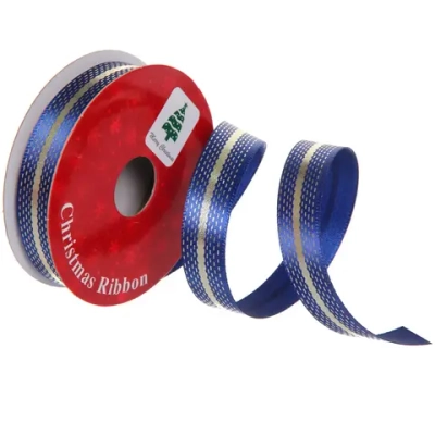 Лента для декорирования «Сияние» 1,5 см, 2,7 м, Сапфир/шампань