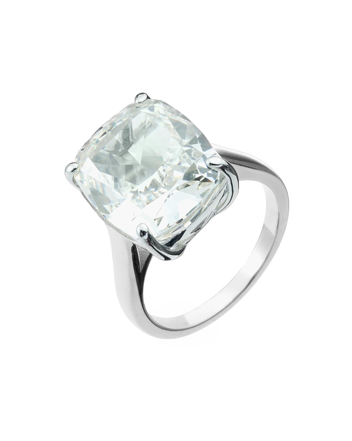 Кольцо очень крупный квадратный камень, серебро