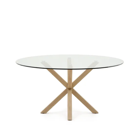 Круглый стеклянный стол Argo на стальных ножках с черной отделкой, Ø 150