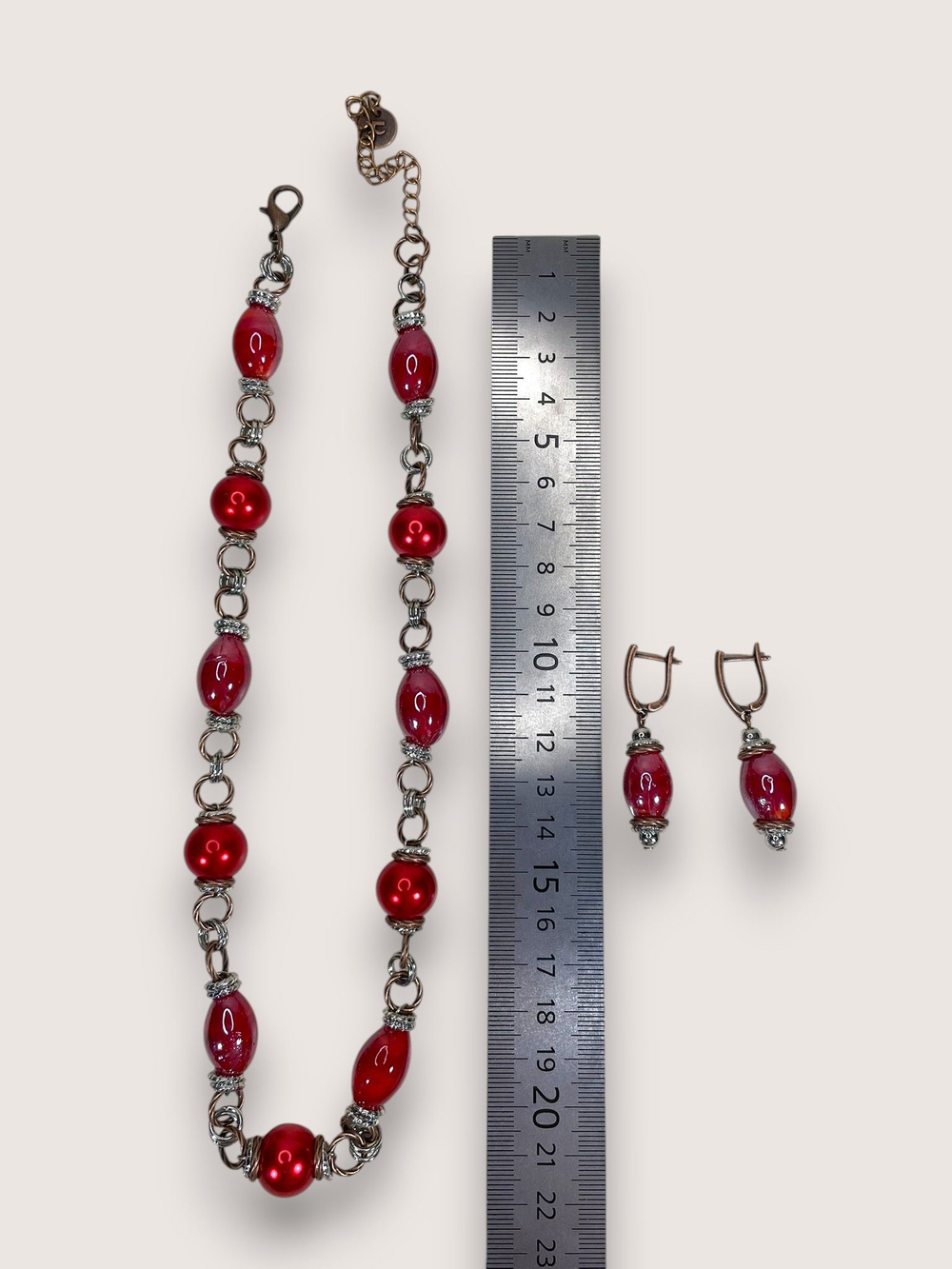 Комплект колье и серьги муранское стекло