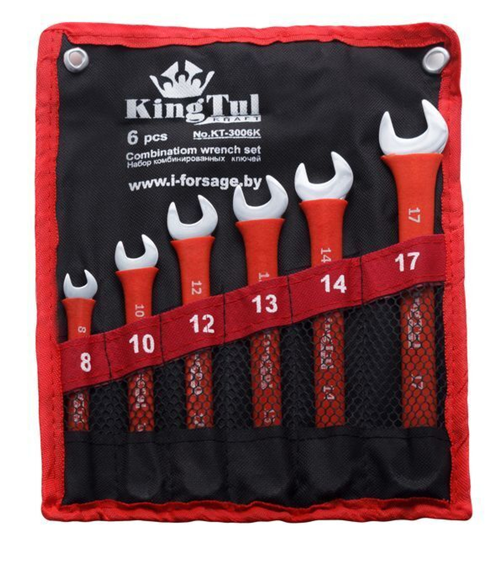 Набор ключей комбинированных 6пр. (8,10,12,13,14,17мм) на полотне KingTul kraft KT-3006k